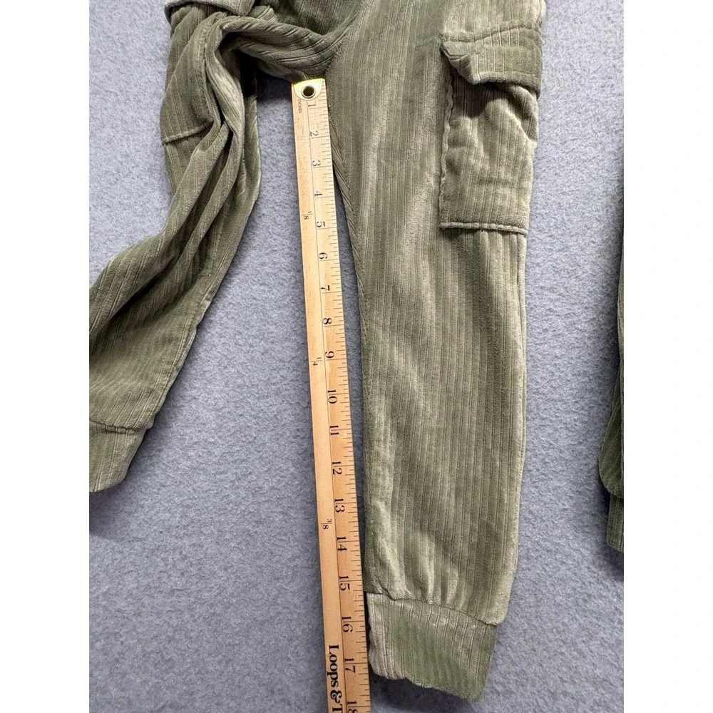 NYC Girls 4T Sage Green Ribbed Velour Tracksuit‎ Zip Hoodie Cargo Joggers Set